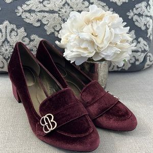 BANDOLINO Size 8.5 Oncassa Burgundy Crush Velvet Block Heel Loafer